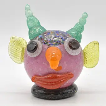Oberstdorfer Glashütte, duivelfiguur, gekleurd glas, gemengde techniek, midden 20e eeuw.
