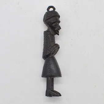 Pendentif africain, figure masculine, bois d'ébène, sculpté à la main, 20e siècle.