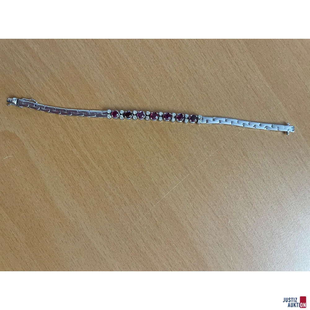 Bracelet or blanc 750, rubis/brillants