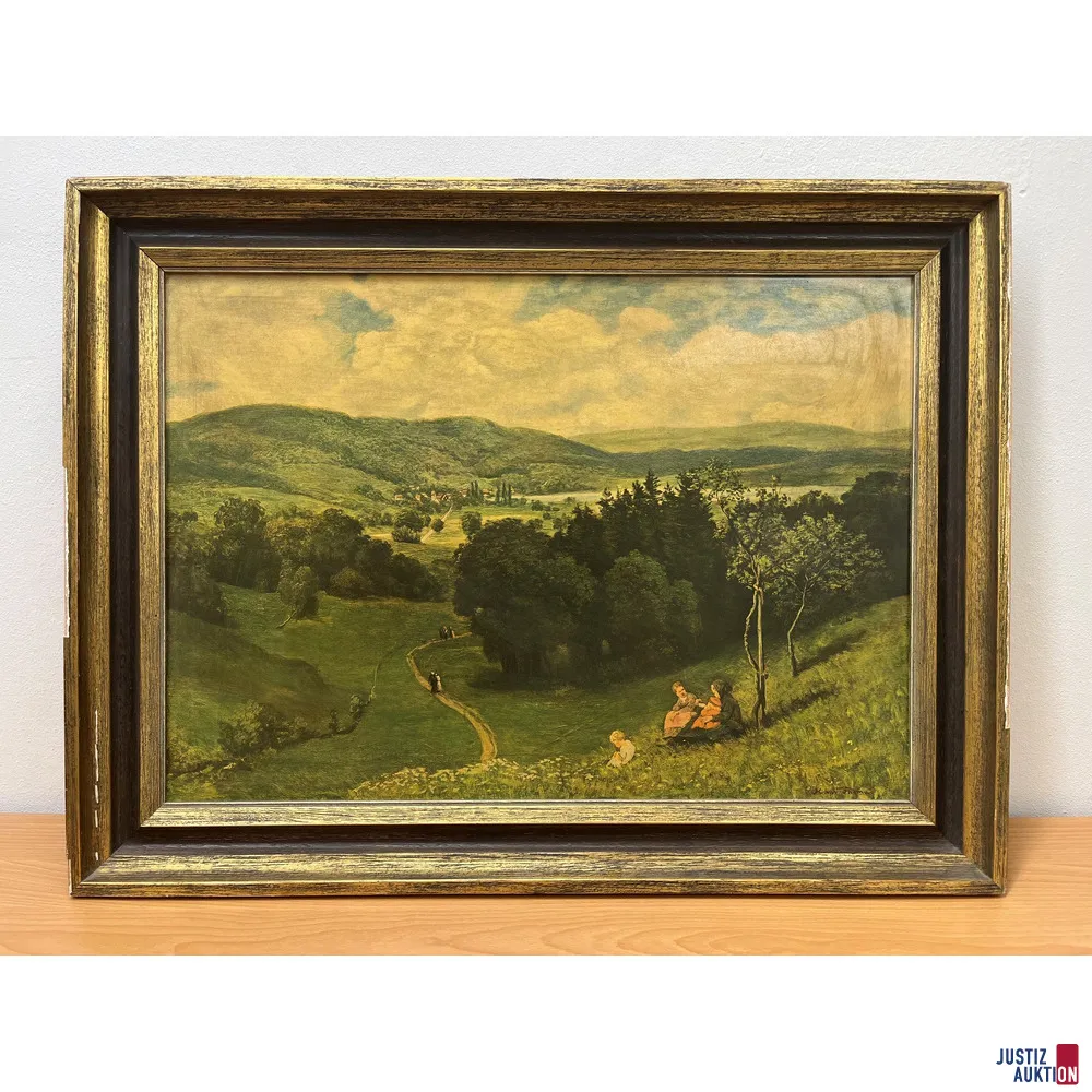 Impression sur bois, motif : Offenes Tal de Hans Thoma