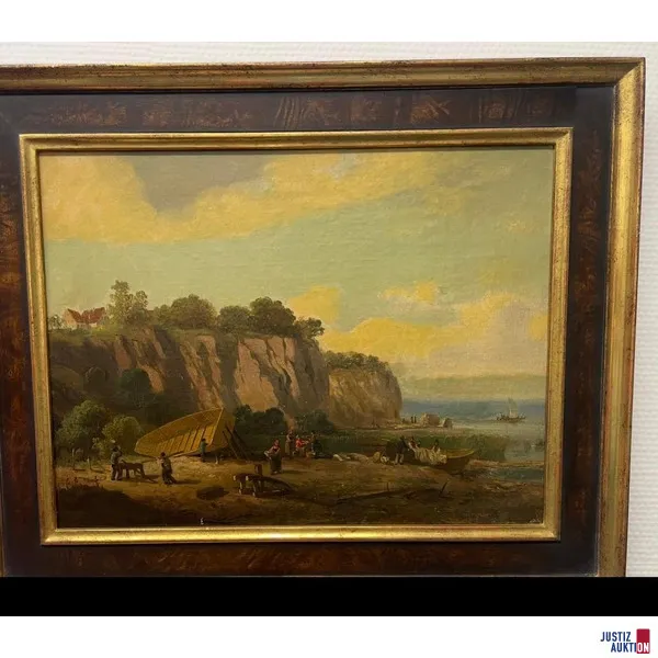 Oelbild Landschaft gerahmt