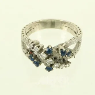 Ring mit 7 kl. Brillanten u. 6 kl. Saphiren