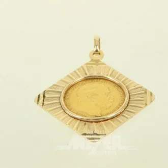 Anhänger mit einer Goldmünze "20 Mark Deutsches Reich 1887"
