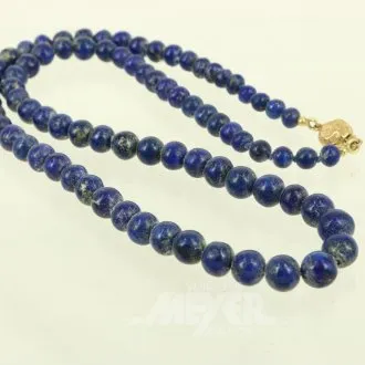 Collier de perles en lapis-lazuli, avec fermoir en or 585