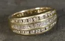 Bague femme – 585 or jaune, env. 5,7 g total, diamants tailles brillant et carré, taille 53