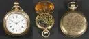 Dames zakhorloge – kast 585 geelgoud, stofdeksel metaal, ca. 28,2 g totaal, emaille wijzerplaat met Romeinse cijfers, kroonopwinding,…