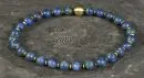 Collier – Fermoir et éléments intermédiaires en or 18 carats, boules de lapis-lazuli bleu-vert, L= env. 41 cm, fermoir à baïonnette