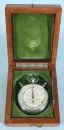 Marine chronometer – nickel-plated metal case, Arabic numerals, with Russian instruction manual, in wooden box, 4.5 x 11 x 13.5 cm