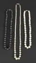 Colliers de perles, 3 pièces – fermoirs argent/métal, perles de culture, L= env. 38 - 55 cm