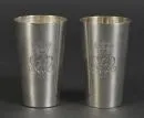Beakers, 2 pieces – 800 silver, approx. 157 g, gilt interior, engraved monogram "WR" with crown, each marked on base "Tischgesellschaft…