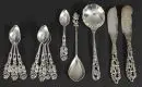 Pièces de couverts, 12 pièces – Argent 800, env. 192 g, manches avec décor ajouré en relief, entre autres Hildesheimer Rose, L= 10-14,5 cm…