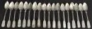 Coffee spoons, 18 pieces – 12 lot to 800 silver, approx. 312 g, handles partly with engraved monograms, L= 15.5 cm, 19th c., partly dented