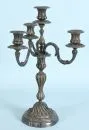 Candlestick "Christofle", 4-light – silver-plated brass (heavily rubbed), relief decorations, round base, 3 curved arms on baluster shaft, H= 42 cm