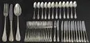 Menuebesteck, 41 Teile – 17 Gabeln und 12 Suppenlöffel "Koch & Bergfeld", 800 Silber, ca. 1844 g, 12 versilberte Messer mit Stahlklingen "WMF",…