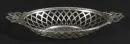 Decorative bowl – 800 silver, approx. 295 g, openwork wall, 2 loop-shaped handles, oval body, 5 x 29.5 x 16.5 cm;