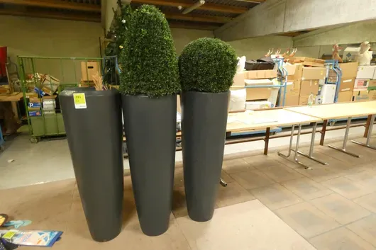 3x Pflanzentopf mit 2x Kunstbuchs