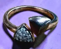 Bague en argent 925 avec pierres claires, ouverte, 2,18 g