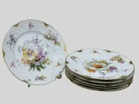 6x pastry plates "Rosenthal" Sanssouci, floral decor, D-15 cm