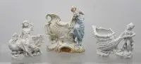 3x Nippes vases, around 1900, partly signs of age, rubbed, approx. H-17.5cm