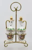 Vinegar and oil on stand, porcelain, F.D. Chauvigny, France, approx. H 24 cm