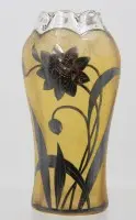 Vase Art nouveau, applique en argent de forme florale, env. H 17,5 cm