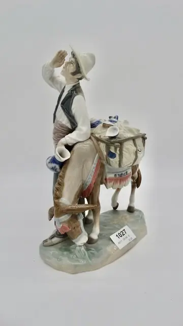1 figurine en porcelaine « Homme avec âne » Llando