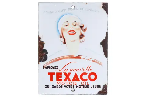 Mała emaliowana tabliczka Texaco
