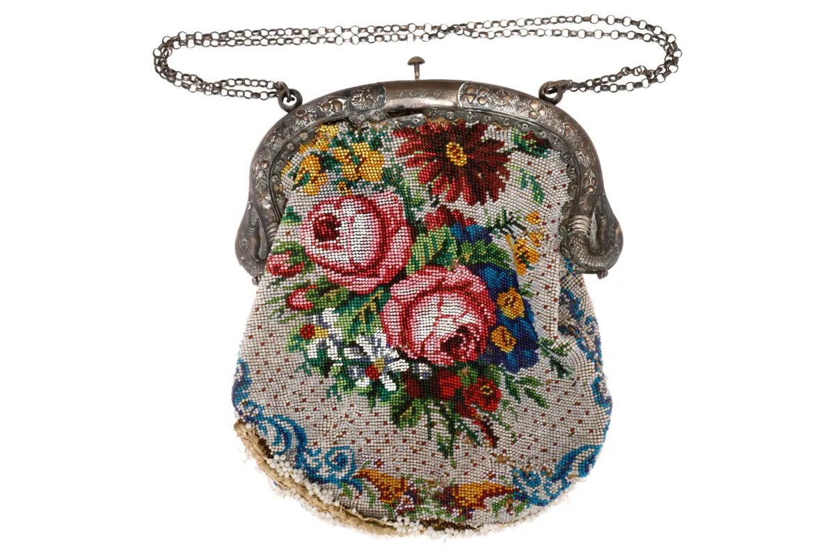 Bourse en perles de verre Biedermeier