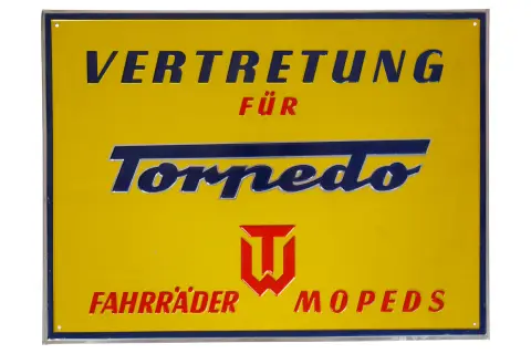 Blaszana tablica reklamowa "Vertretung für Torpedo"