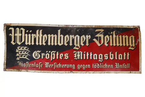 Reklamowa tabliczka emaliowana „Württemberger Zeitung”