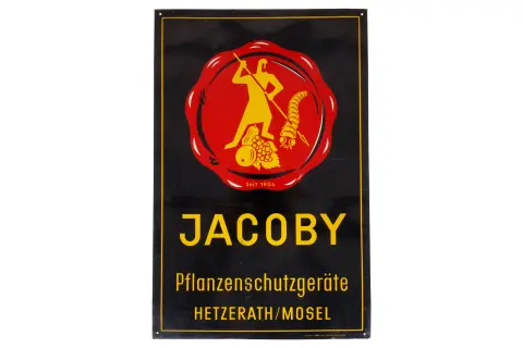 Reklamowa tabliczka emaliowana „Jacoby Pflanzenschutz”