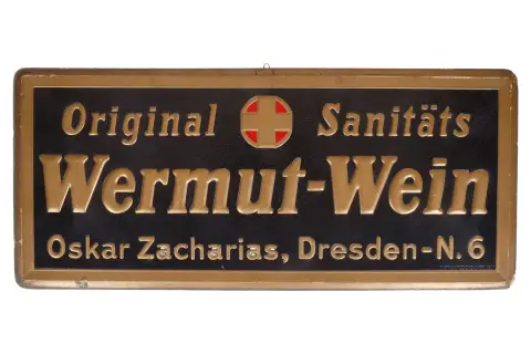 Tłoczony karton reklamowy „Wermut Wein”