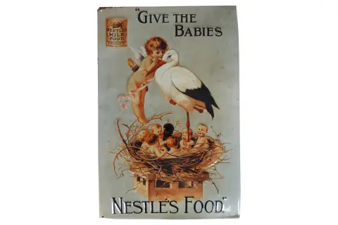 Tłoczona blaszana tablica reklamowa „Nestles Food”