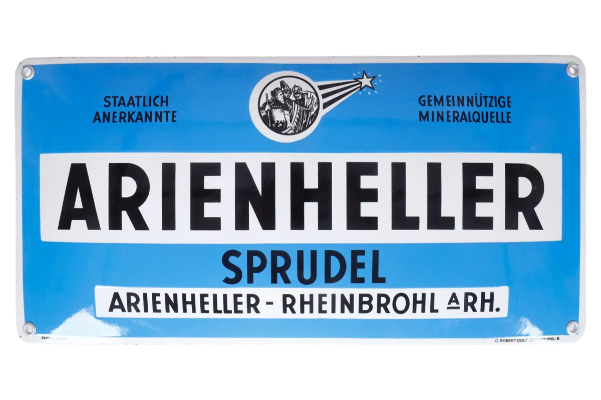 Wypukła tabliczka emaliowana „Arienheller Sprudel”
