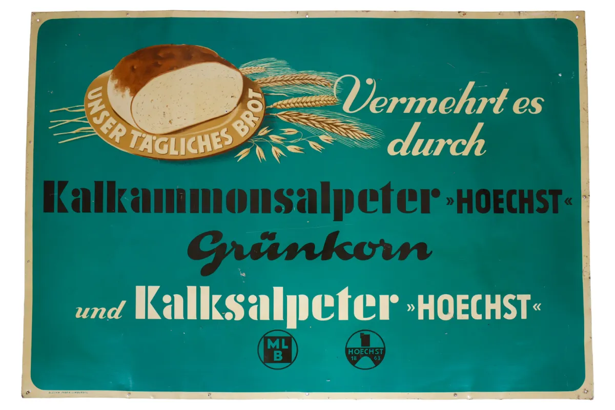 Reklamowa blaszana tabliczka „Kalksalpeter Höchst”