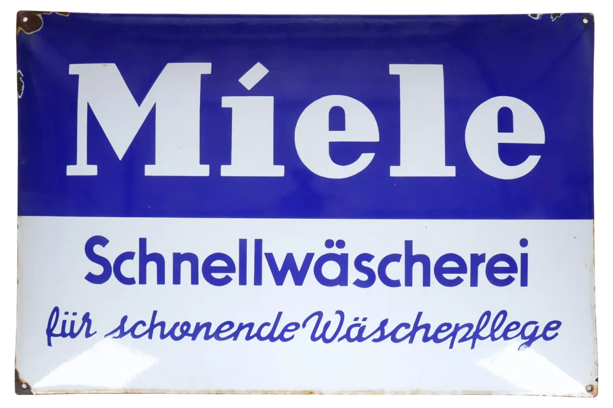 Wypukły emaliowany szyld reklamowy „Miele”