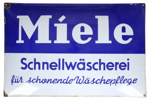 Wypukły emaliowany szyld reklamowy „Miele”