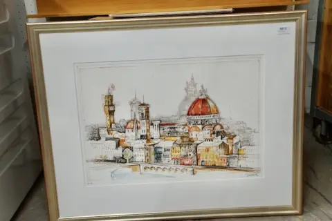 1 colour etching Florence Cathedral, signed Dittrich