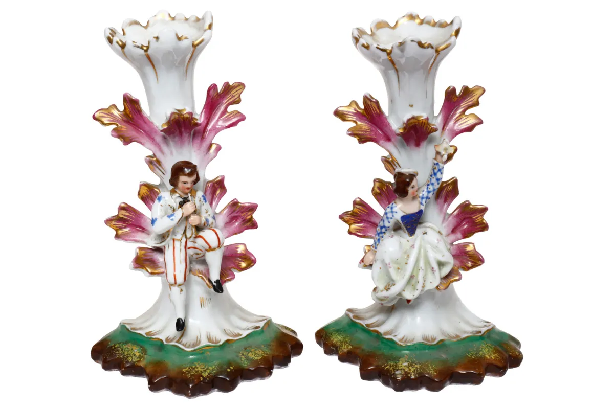 Para świeczników porcelanowych