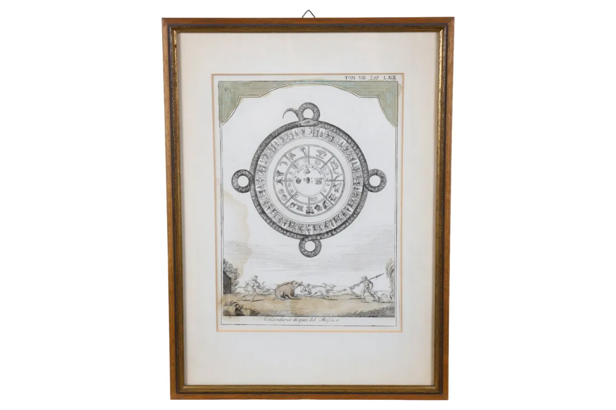 Copper engraving of the Aztec calendar