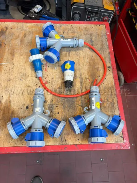 3 CEE distributors (manufacturer PCE) and 1 adapter CEE to Schuko