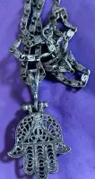 Chaîne en argent 925 avec pendentif main de Hamsa, 6,18 g