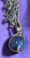 Zilveren ketting 925 met lapis lazuli bol, zilver 925, 6,37 gr