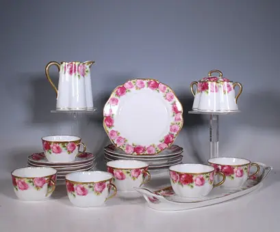 ROSENTHAL. Kronach-Bavaria, porseleinen servies, "Chrysantheme" / "Cäcilie", jugendstil, rond 1900, Duitsland.