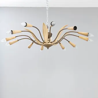Plafondlamp van gelakt metaal, jaren 1950.