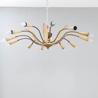 Plafondlamp van gelakt metaal, jaren 1950.