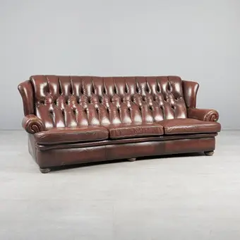 CHESTERFIELD three-seater sofa, leather, 20th century.