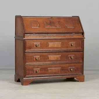 DROP-FRONT SECRETARY, solid wood, 20th century.