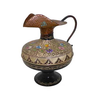 Ornate jug with enamel painting – copper and brass.