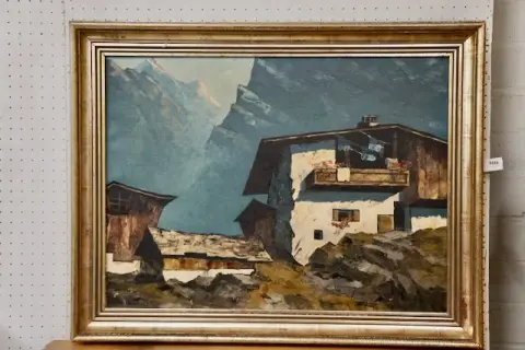 1 obraz olejny "Widok wsi"